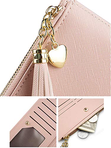 Image of Valentoria Womens Wallet Cute Elegant Long Slim Card Holder Case Minimalist Coin Purse Thin Tassels Zip Clutch Wallets for Girls Ladies | Cute