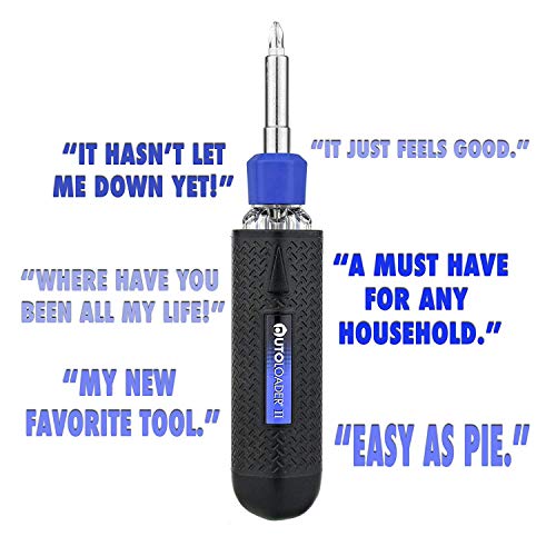 Screwdriver Multi Tool Magnetic | Multi-Bit Auto Loading Barrel Patented | Ergonomic Anti-Roll Handle With Rotating Collar | Industrial High-Grade Bit Set Bonus | Award Winning Design
