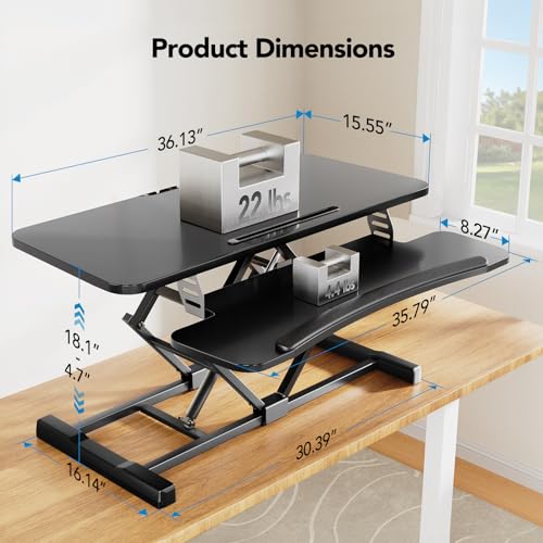 Huanuo HNSSD10B Standing Desk Converter, 36 Inch Sit To Stand Desk thumb #3