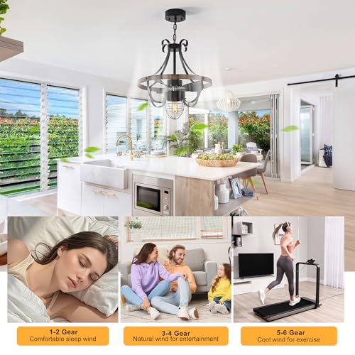 Image of Garwarm 21 inch Waterproof Outdoor Ceiling Fan with Light and Remote, Fandelier