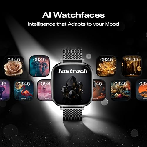 Image of Fastrack Noir Rizz Women Smart Watch with 1.72 inch inch Ultra HD Display,Womens Health,AI Watchface & AI Chat,Functional Crown,24 /7 Health Suite,BT Calling,IP68,Additional Silicone Strap,Games - Black
