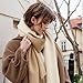 Floralies Cashmere Scarf for Women Wool Scarf Gift Box Double-sided Style Tassels Winter Thick Oversized Scarves Wraps (beige)