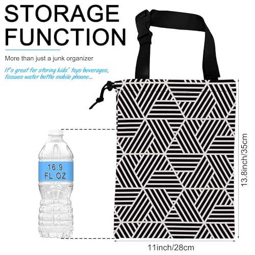 Image of Car Trash Bag Hexagonal Geometric Car Garbage Bag Hanging Car Trash Can for Back Seat with Drawstring, Waterproof Garbage Bags for Car Accessories Vehicle Travelling Camping Outdoor