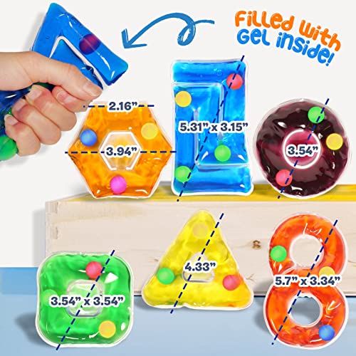Sensory Toys For Kids Toddlers: Fidget Sensory Toys For Autistic Children Special Needs, Gel Filled Squishy Stress Toys For Autism / Anxiety Relief, Ideal Materials For Teaching/Learning Shapes Colors #TOP2