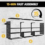 49" W Large Power Tool Organizer Wall Mount, 4 Layer Heavy Duty Metal Tool Storage Rack with 12 Drills Holder, Utility Racks for Garage Workshop, Ideal Garage Organization - Image 5