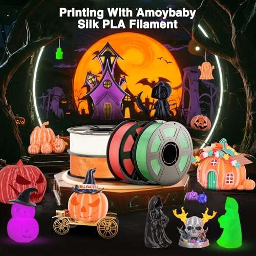 Image of Silk Orange PLA Filament 1.75mm, 1kg (2.2lb) Halloween 3D Printer Filament, High Speed, Low Warp & Clog-Free, Dimensional Accuracy + /- 0.03mm, Fit for FDM 3D Printers & 3D Pens