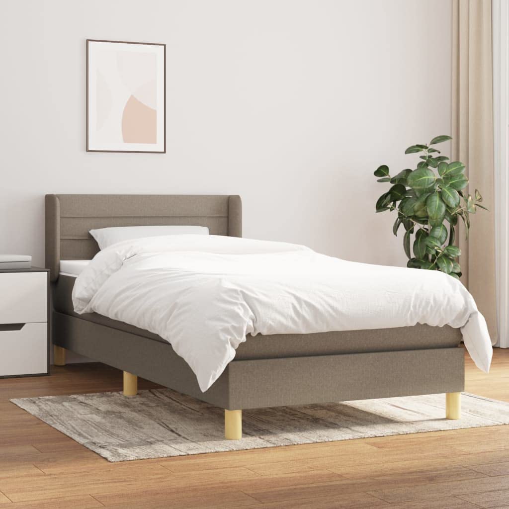 Zagłówek do łóżka, łóżko podwójne, łóżko kontynentalne z materacem, kolor taupe, 90 x 200 cm, materiał nadaje się do pokoju rodzinnego