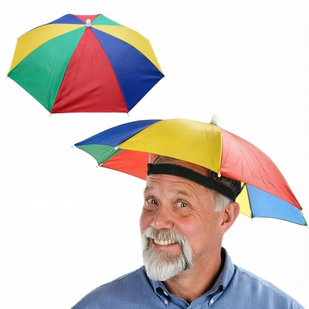 Cappello Ombrello da Testa Mani Libere, Protezione Solare e Pioggia per Pesca, Golf, Giardinaggio e attività all'Aperto per Adulti e Bambini