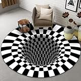 3D Trap Optical Illusion Area Rug - Vortex Illusion Indoor Carpet Floor Mat for Door Entrance, Bathroom, Stairs, playroom, Living Room, or Area (D, 1.96 x 1.96Ft)