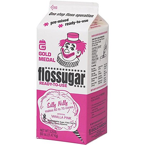 Gold Medal Pink Vanilla Flossugar, Half Gallon Carton, 3.25 Pound (Pack of 6)