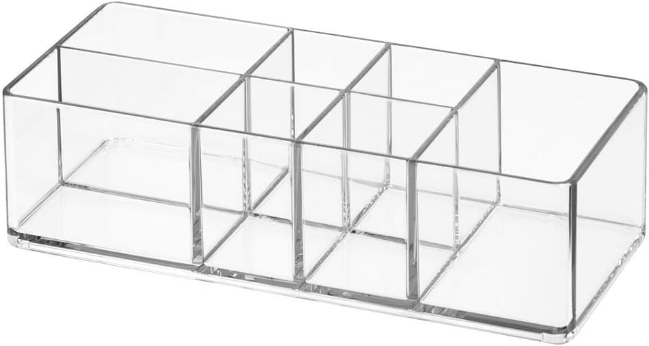 iDesign Divided Bathroom Vanity Organizer, 7" x 3" x 2", Set of 2Clear