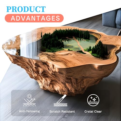 Image of Table Top Epoxy Resin, Crystal Clear Resin Epoxy Kit with UV Resistant, High Gloss, Food Safe, Easy 1:1 Ratio for Table Tops, Woodworking, Bar and Surface Coating (31.96OZ)