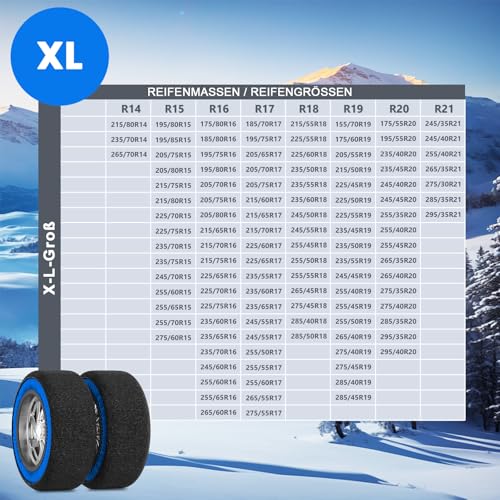 Obqer Schneesocken Auto 2pcs, Textil Schneeketten FüR ReifengrößEn R14-R24, Hervorragende Griffigkeit, Textilschneekette Mit Handschuhen Und Aufbewahrungsbeutel FüR Schwierige StraßEnverhäLtnisse