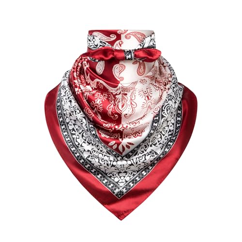 Image of 35 inch Men's Silk Cowboy Scarf - Oversized Western Bandana Neckwear, Large Square Scarf with Gift Packaging
