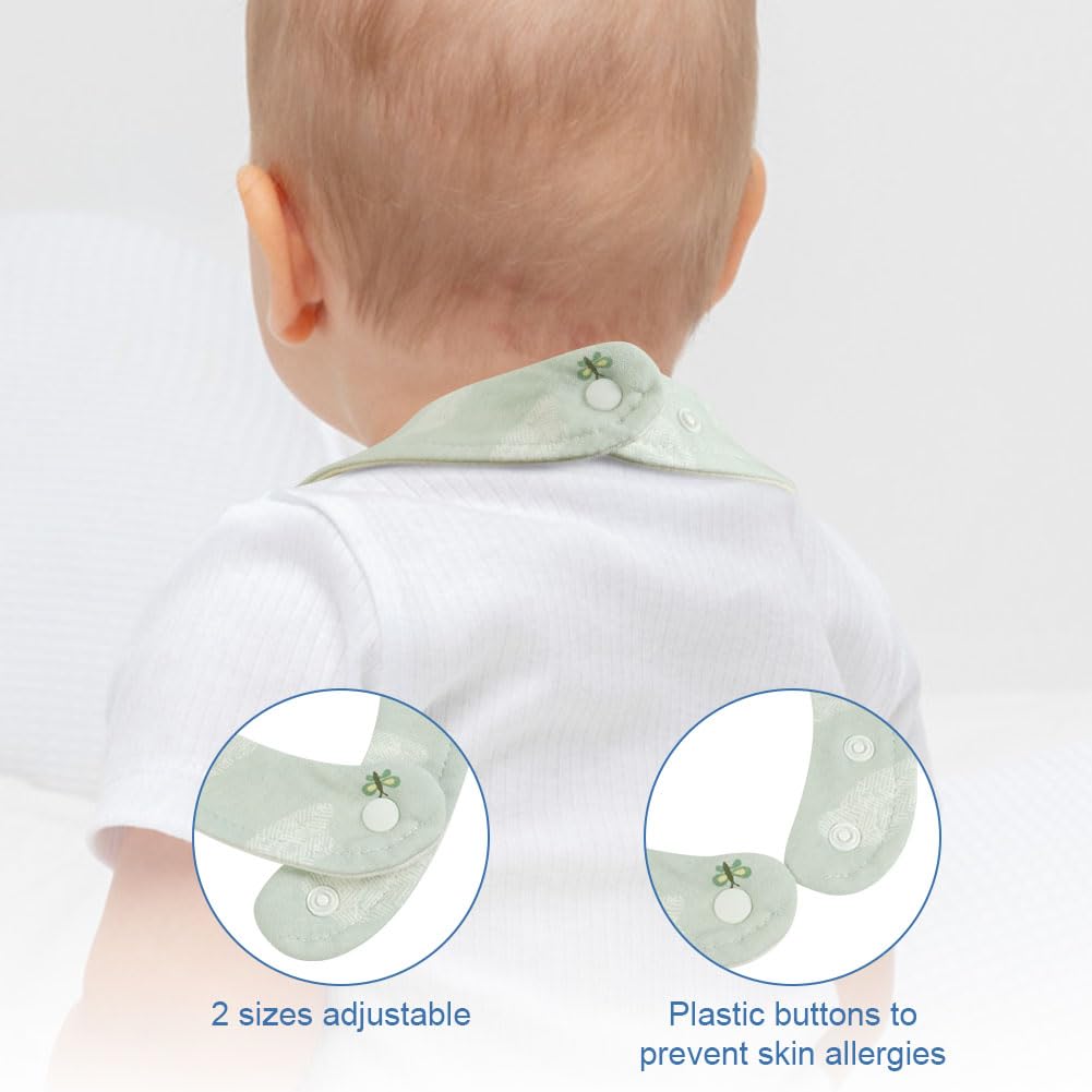Vicloon Bavaglino Neonato, 8 Pezzi Bavaglini Impermeabili Cotone per Neonati, Bavaglie Unisex con 2 Bottoni di Regolabili, Drool Bavaglini Super Assorbenti per Giocare e Mangiare Piccoli da 0 a 3 Anni