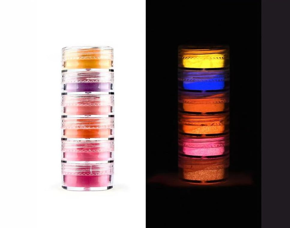Kavya Craft Present 6 Shade Glow in Dark Pearl Mica Powder for Making Cosmetic, Candle, Art and Crafts, Bath Soap, Different Colors Nail Art Resin Jewelry, Painting-image-9