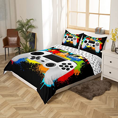Homemissing Gamer Bedding Set for Boys Teens Kids Girls Rainbow Tie Dye Gaming Comforter Cover Colorful Video Games Controller Duvet Cover Bedding & Linen Double Size 3Pcs - Image 2