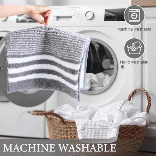 2 Teilig Badematten Set, Ultra Dicker Badteppich Set, Badvorleger Badezimmerteppich, Badezimmerteppich Vorleger Saugfähige rutschfeste Badteppich Waschbar Badvorleger (Dunkelgrau) – Bild 6