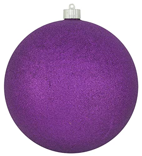 Christmas By Krebs 8" (200mm) Purple Glitter [1 Piece] Extra Large Solid Oversized Huge Big Outdoor Plastic, Water Resistant Ball Ornament Hanging Tree Decorations