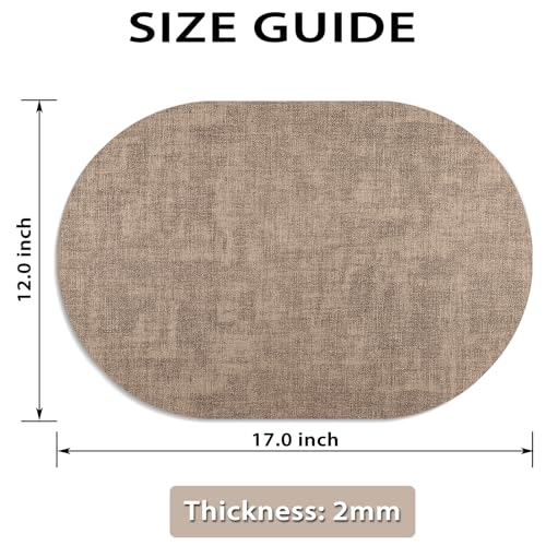 BARTHKIT Placemats Set of 8 Non Slip, Heat Resistant Oval Faux Leather Place mats Double Layer, Waterproof Table Mats Easy to Clean for Kitchen Dining Room Coffee Office Table, Apricot