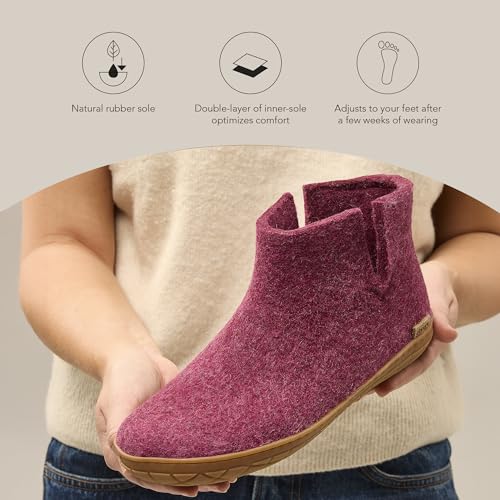 Image of Glerups 100% quality wool mix Boot Slipper with rubber sole - Unisex