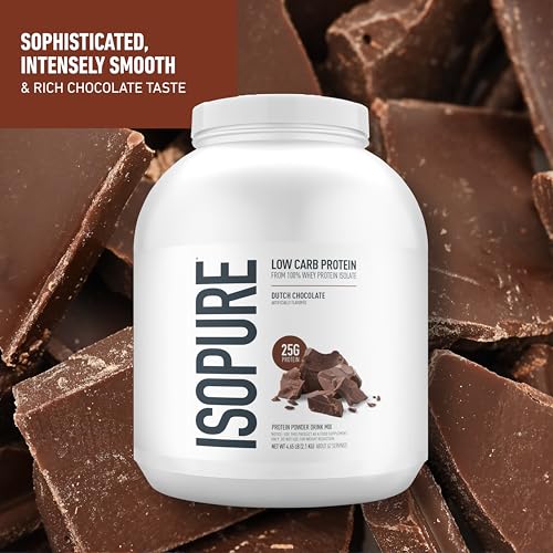 Isopure Low Carb 100% Pure Whey Isolate Protein Powder, Gluten Free, With Vitamins, Dutch Chocolate, 25g Protein Per Serving, 4.5 Lbs, 62 Servings (Packaging May Vary) - Image 4