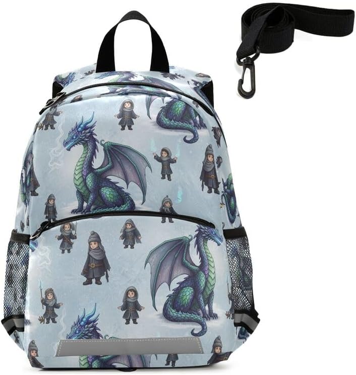 QUGRL Fairy Dragon Child Toddler Backpack for Boys Girls Kids School Backpack with Chest Strap Leash Preschool Schoolbag Nursery Kindergarten Bag for Daycare Travel Hiking School