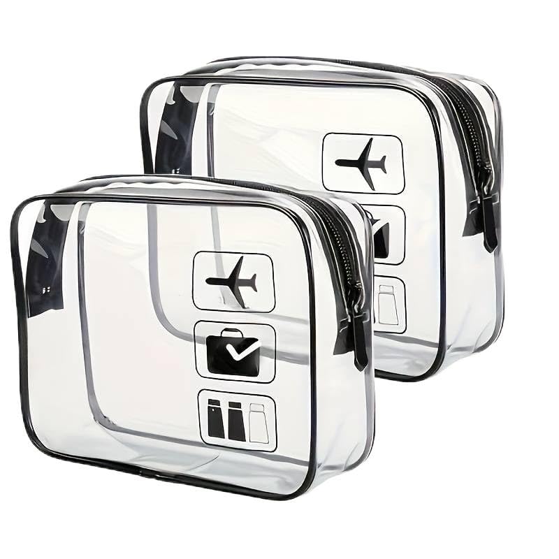 Neceser transparente de viaje, Estuche de líquidos para avión, Bolsa de aseo transparente, Organizador de líquidos para avión, Estuche impermeable de PVC, Neceser para viajes (2 unidades)