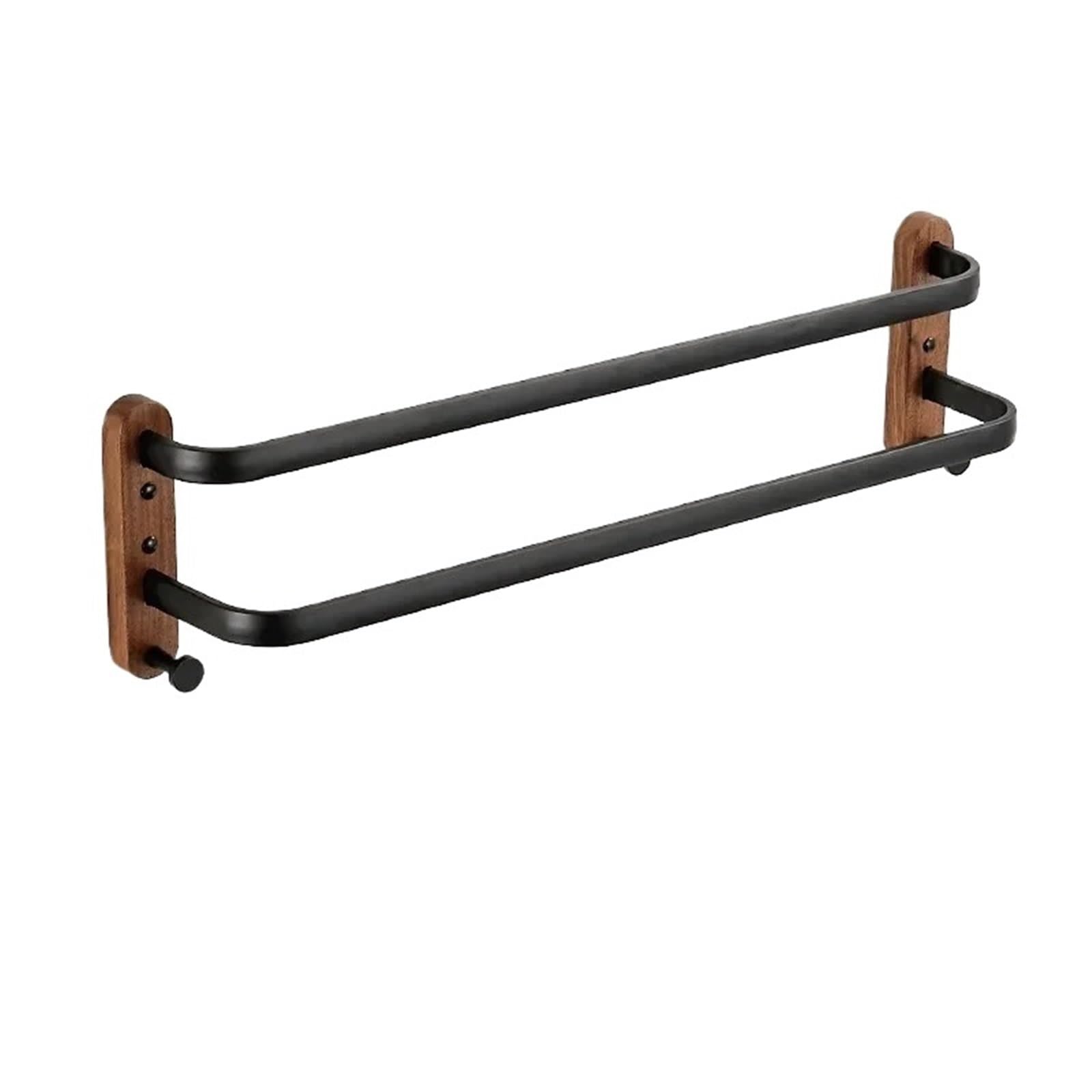 Three Rods Walnut Solid Wood Aluminum Towel Rack