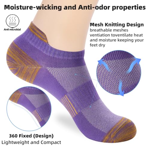 Image of ATBITER Ankle Socks Women /Men 6-12Pairs Thin Low Cut No Show Socks With Tab | White Summer Lightweight Athletic Running Yoga Pilates Workout Sneaker Non Slip Short Socks Size 7-9 9-11
