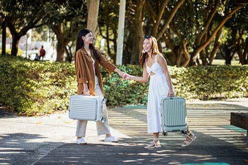 Image of Acer Barcelona Suitcase, 20 inch Cabin, with 360 Degree Spin 8 Wheels, TSA Lock, Top Opening, Expandable, Recycled Polyester Material, White