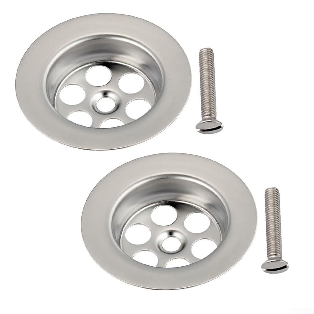 EpheyFIF Retainer Bath s, Stainless Steel Bath Hole Spare with Screw, Sink Bath Overflow Cover for Bathroom Kitchen