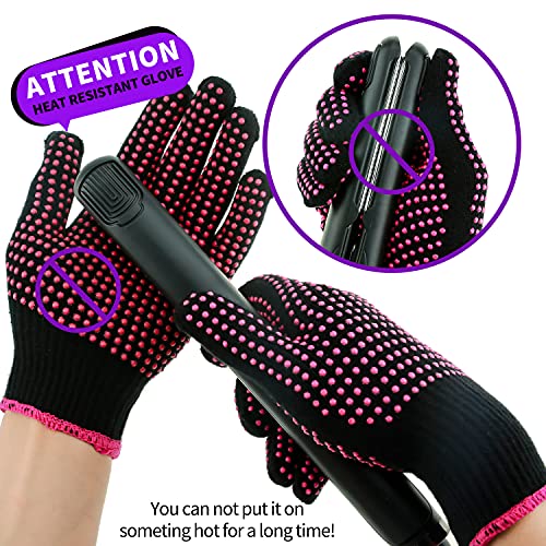 Image of Heat Gloves for Hair Styling,Heat Resistant Gloves for Hair Styling Curling Iron Glove Heat Resistant Mat Curling Wand
