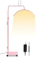 Ring Light Meia Lua com Roda, Suporte para Celular, 3 Tons E Brilho Ajustável (Rosa), Luz Meia Lua Manicure Estetica Abajur de Chão, Para Mesa Salao de Beleza, Manicure, Locais de Massagem