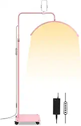 Ring Light Meia Lua com Roda, Suporte para Celular, 3 Tons E Brilho Ajustável (Rosa), Luz Meia Lua Manicure Estetica Abajur de Chão, Para Mesa Salao de Beleza, Manicure, Locais de Massagem