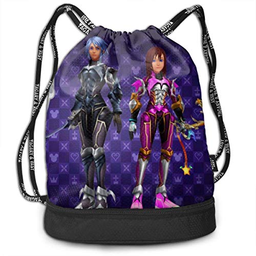 HFXY King-dom Hearts Mochila de paquete ultra duradera Mochila con cordón de poliéster impresa en...