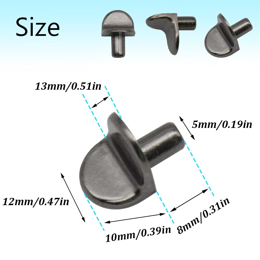 50Pcs Cabinet Shelf Pegs 5mm Shelf Support Pegs for Shelves L Shaped Shelf Pins Metal Shelf Bracket Pegs for Bookcase,Kitchen Cupboard (TJ-XL/Gun Black) — Amazon image 2