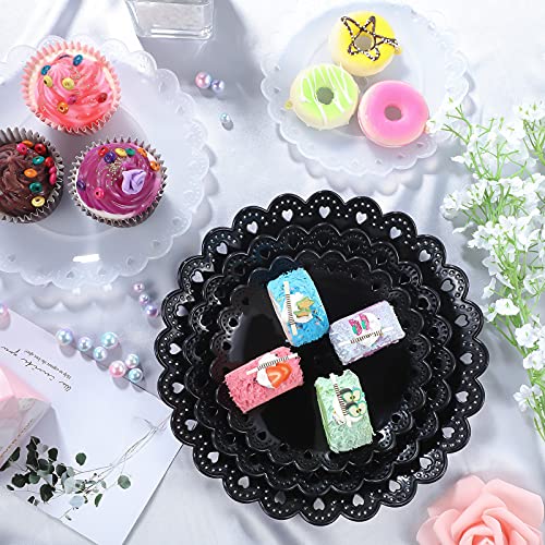 3 Sets Of 3-Tier Plastic Cupcake Stand Dessert Plates Mini Cake Fruit Candy Display Tower Reusable Tiered Serving Tray Round Square Pastry Cake Rack Holder Tray For Wedding Birthday (Black) #TOP4
