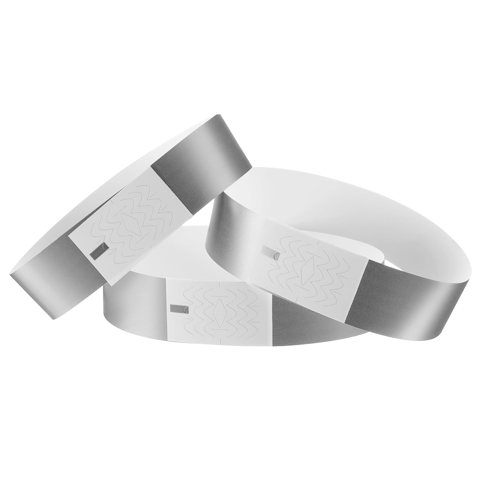 QUARKZMAN 100Pcs Bracelets en Papier pour Événements, Anti-Eau Prévention Réutilisation en Gros Bracelet Identification Bracelet pour Événements Fête Concert(Argent)