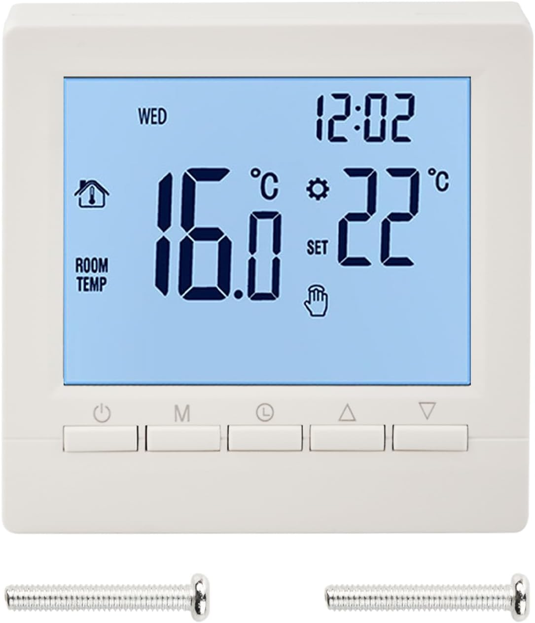 Flylin Week Programmable Thermostat, Digital LCD Display 0-95 , NTC Sensor, Gas Fireplace Thermostat, Low Voltage Smart Temperature Controller 5A with Child Lock