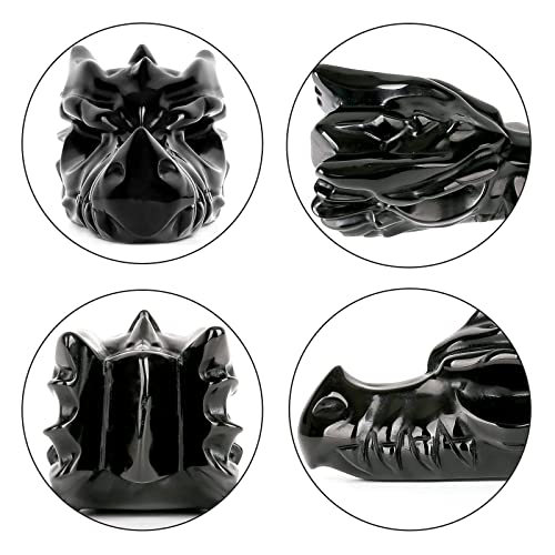 3" Obsidian Crystal Dragon Head Skull Statue, Hand Carved Realistic Black Dragon Head Figurines Animal Sculpture, Reiki Healing Stone Statue #TOP3