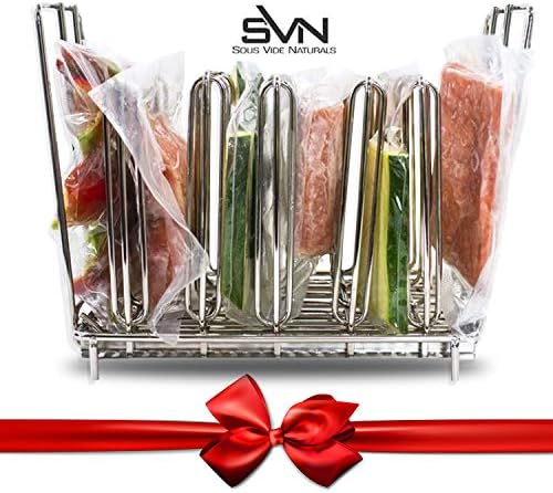 Sous Vide Rack For Anova, Nomiku, Sansaire, PolyScience All Sous Vide Cooker Immersion Circulator Cookers - Adjustable Stainless Steel, Collapsible, Even Warming - Sous Vide Rack Divider Is Heavy Duty & Rust Resistant Works With Most Sous Vide Containers