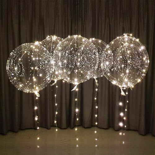 Image of Lightsfever 8pc LED Light up Party Balloons with Batteries, Warm White Lights with Clear Bobo Balloons for Helium or Air, Home Decor Wedding Birthday