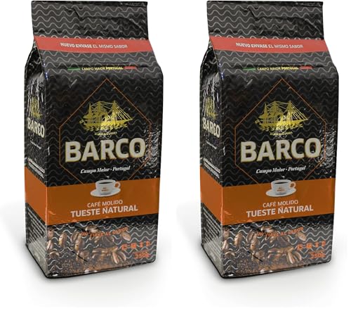 Barco Natural - Café Molido - Gran intensidad - Tueste Natural - Sabor Pronunciado y Aromático - 250 g (Paquete de 2)