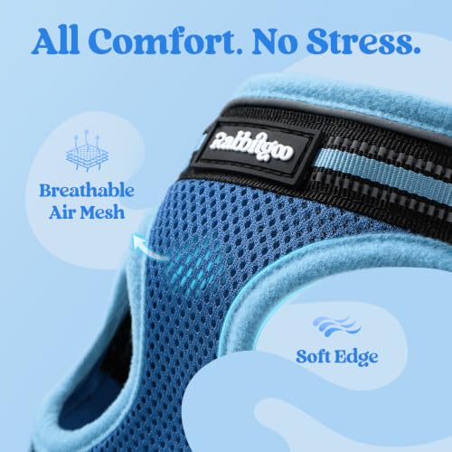 Image of rabbitgoo Cat Harness and Leash Set, Step-in Soft Vest, Blue & Light Blue