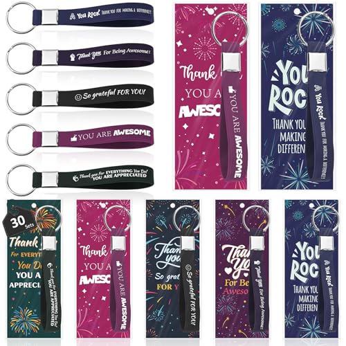 Aartner 30 Sets Employee Appreciation Gift Bulk Inspirational Motivational Silicone Key Chains Thank You Gifts for Coworkers Staff Teacher Nurses Women Men Office Team Stuffers-Firework