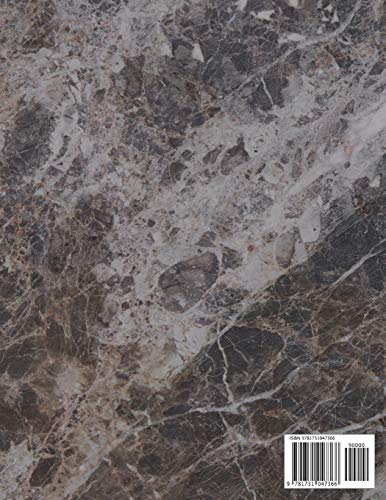 Notebook: Beautiful Round Marble Dark Graphic with Gold Lettering 150 College-Ruled Lined Pages 8.5