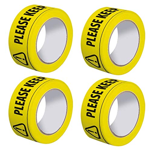 Preisvergleich Produktbild Gefahr Warnung Klebeband selbstklebend Markierungsband Warnband Bodenmarkierungsband Bitte Abstand halten (4 Pack)