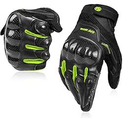 Guantes de Moto Transpirables Verano Off-road Racing Guantes de Moto de Cuero con Nudillos Completos Protección Almohadilla Pantalla Táctil.