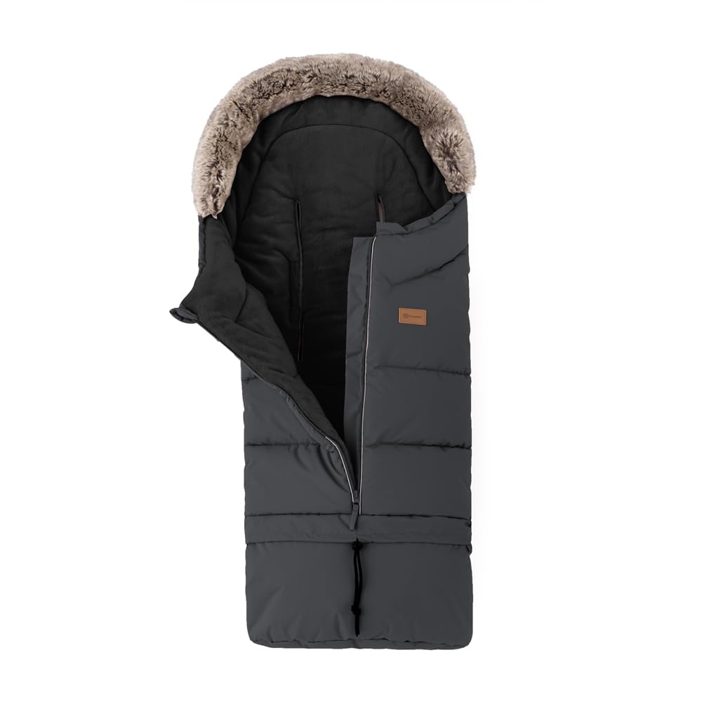 Petite&Mars Fusak 4v1 Arctic - Coprigambe invernale per passeggino, passeggino e seggiolino auto, caldo, impermeabile, antivento, Siempre Nero, 87/110x48cm, Sacco coprigambe per passeggino PETITE&MARS